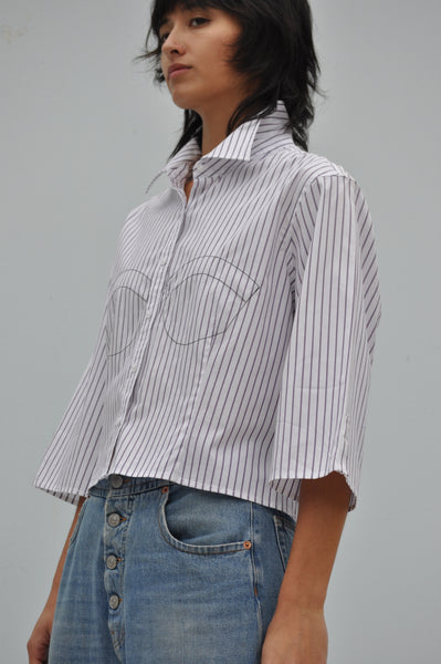 STRIPE SHIRT WITH BUSTIER STITCHING