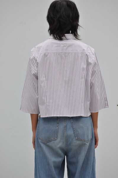 STRIPE SHIRT WITH BUSTIER STITCHING